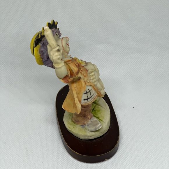 Porcelain Clown on Wooden Base, 4.5' tall - Picture 4 of 5